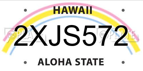 2XJS572 Hawaii License Plate