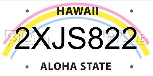 2XJS822 Hawaii License Plate
