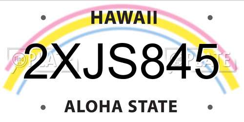 2XJS845 Hawaii License Plate