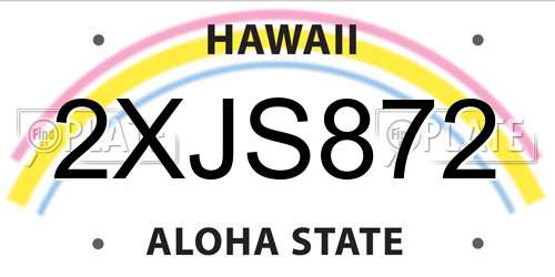 2XJS872 Hawaii License Plate