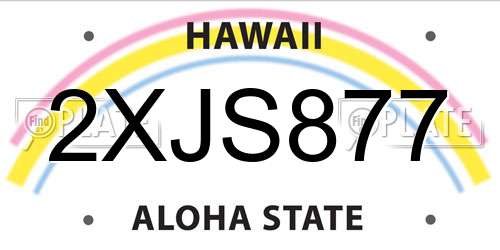 2XJS877 Hawaii License Plate