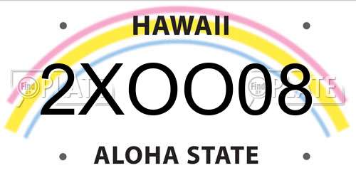 2XOO08 Hawaii License Plate