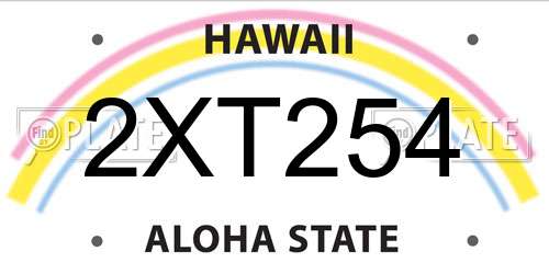 2XT254 Hawaii License Plate