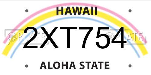 2XT754 Hawaii License Plate