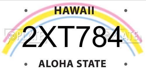 2XT784 Hawaii License Plate