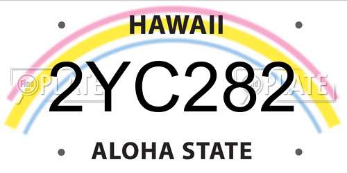 2YC282 Hawaii License Plate