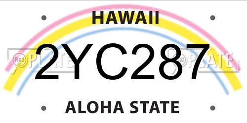 2YC287 Hawaii License Plate