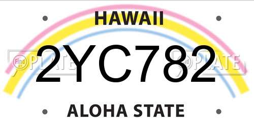 2YC782 Hawaii License Plate