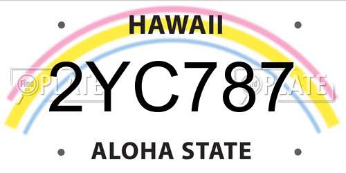 2YC787 Hawaii License Plate