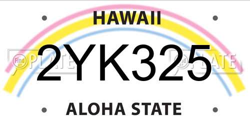 2YK325 Hawaii License Plate