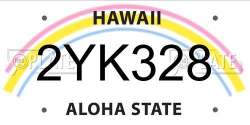 2YK328 Hawaii License Plate