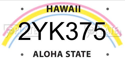 2YK375 Hawaii License Plate