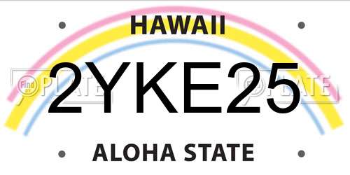 2YKE25 Hawaii License Plate