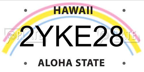 2YKE28 Hawaii License Plate