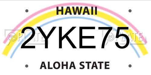 2YKE75 Hawaii License Plate
