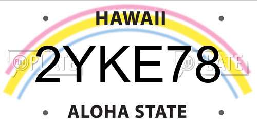 2YKE78 Hawaii License Plate
