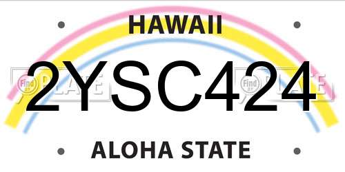 2YSC424 Hawaii License Plate