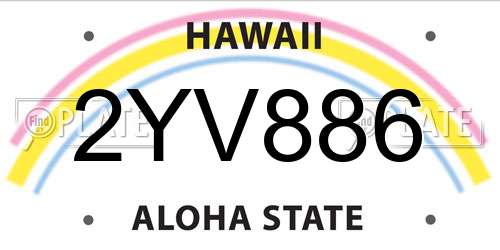 2YV886 Hawaii License Plate