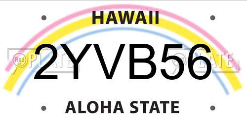 2YVB56 Hawaii License Plate