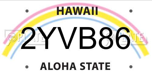 2YVB86 Hawaii License Plate
