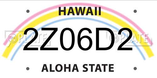 2Z06D2 Hawaii License Plate
