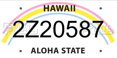 2Z20587 Hawaii License Plate