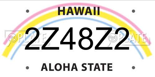 2Z48Z2 Hawaii License Plate