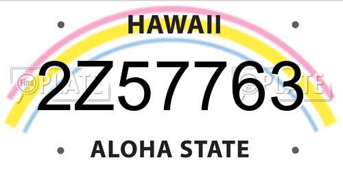 2Z57763 Hawaii License Plate