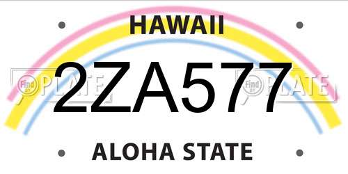 2ZA577 Hawaii License Plate