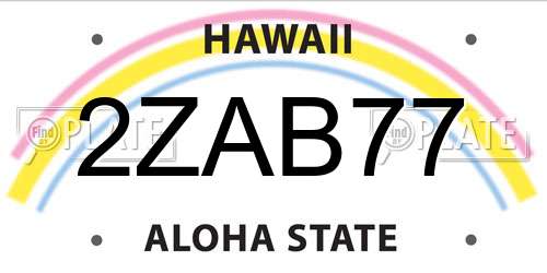 2ZAB77 Hawaii License Plate