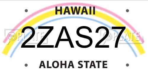 2ZAS27 Hawaii License Plate