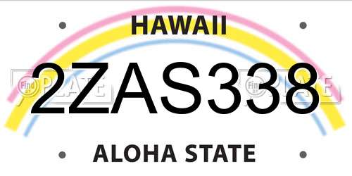 2ZAS338 Hawaii License Plate