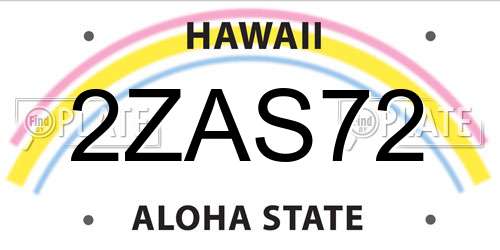 2ZAS72 Hawaii License Plate