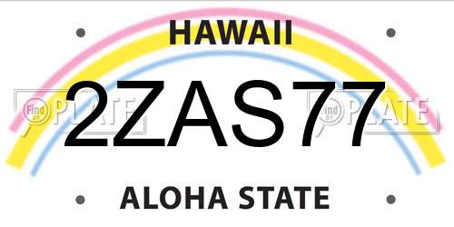 2ZAS77 Hawaii License Plate
