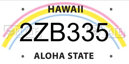 2ZB335 Hawaii License Plate