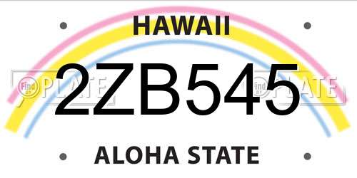 2ZB545 Hawaii License Plate