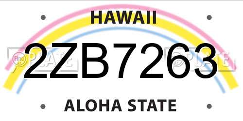 2ZB7263 Hawaii License Plate
