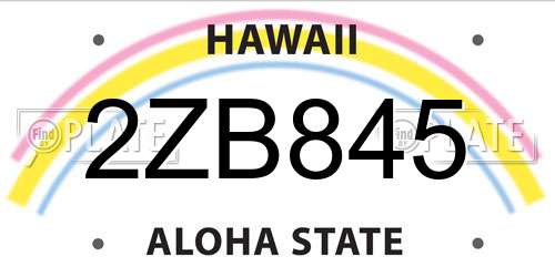 2ZB845 Hawaii License Plate