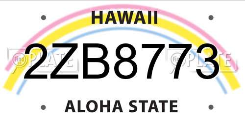 2ZB8773 Hawaii License Plate