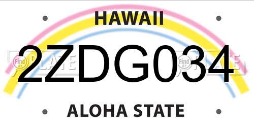 2ZDG034 Hawaii License Plate