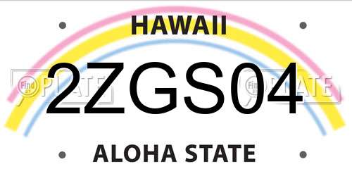 2ZGS04 Hawaii License Plate
