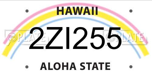 2ZI255 Hawaii License Plate