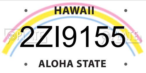 2ZI9155 Hawaii License Plate