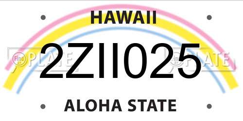 2ZII025 Hawaii License Plate