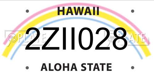 2ZII028 Hawaii License Plate
