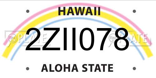 2ZII078 Hawaii License Plate