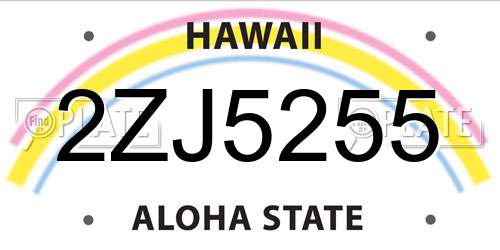 2ZJ5255 Hawaii License Plate