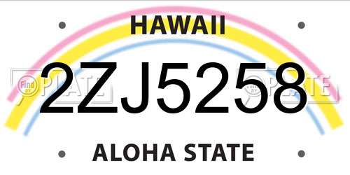 2ZJ5258 Hawaii License Plate