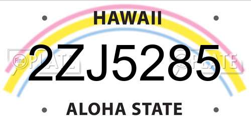 2ZJ5285 Hawaii License Plate
