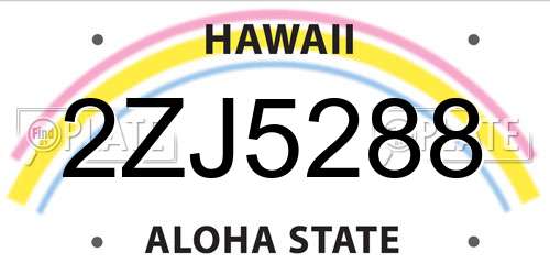 2ZJ5288 Hawaii License Plate